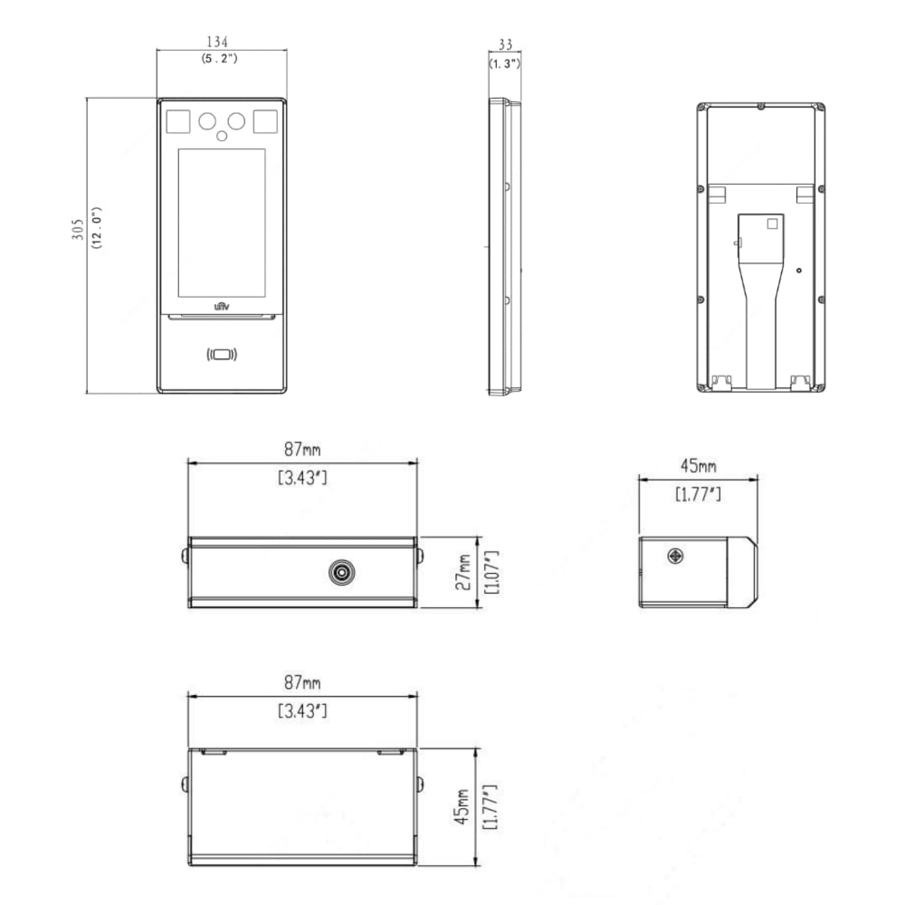 Uniview Face Recognition and Forehead Temperature Terminal with Floor Stand