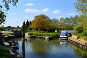 St John's Lock, near Lechlade, is home to the statue of Old Father Thames.