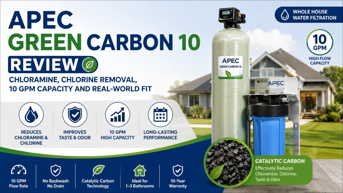APEC Green Carbon 10 whole-house water filter for chloramine and chlorine removal with 10 GPM capacity
