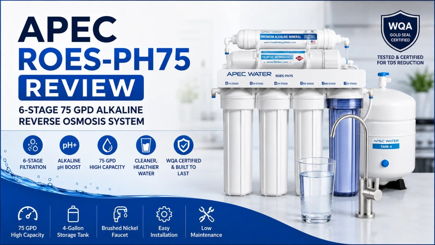 APEC ROES-PH75 six-stage 75 GPD alkaline reverse osmosis water filtration system