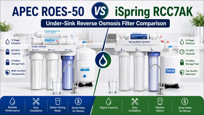 APEC ROES-50 vs iSpring RCC7AK: Under-Sink Reverse Osmosis Filter Comparison
