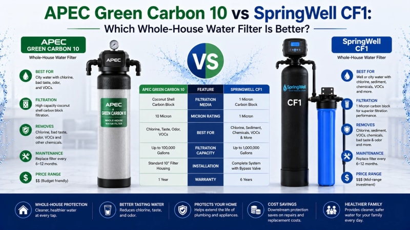 APEC Green Carbon 10 vs SpringWell CF1: Which Whole-House Water Filter Is Better?
