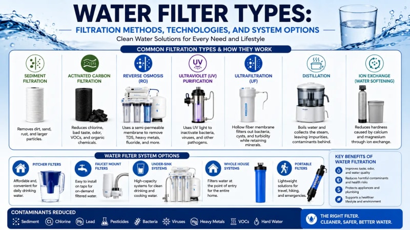 Water Filter Types: Filtration Methods, Technologies, and System Options