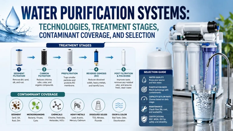 Water Purification Systems: Technologies, Treatment Stages, Contaminant Coverage, and Selection
