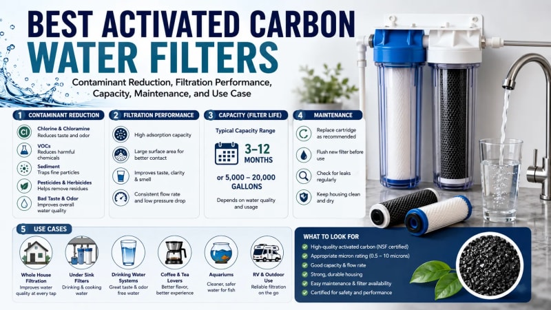 Best Activated Carbon Water Filters: Contaminant Reduction, Filtration Performance, Capacity, Maintenance, and Use Case
