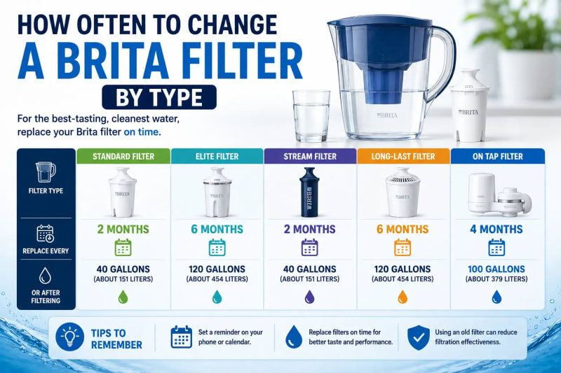 How Often to Change a Brita Filter by Type