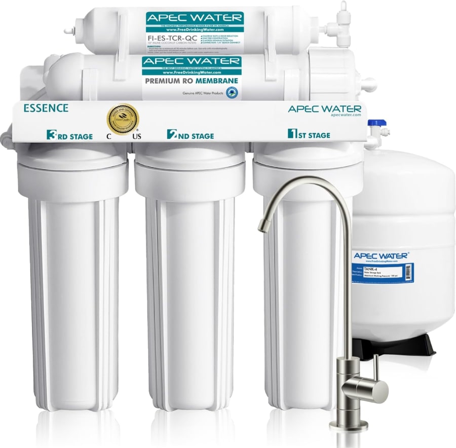 APEC ROES-50 reverse osmosis water filter review covering filtration, performance, installation, and maintenance