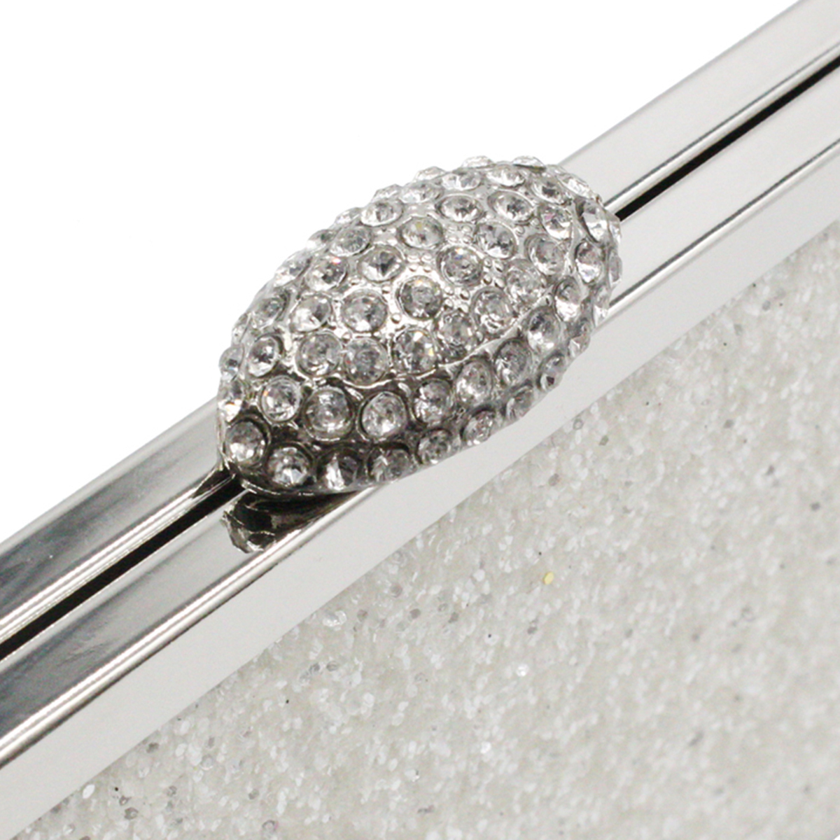 Pochette De Soirée Métal Doré Avec Strass Blanc Et Noir – Sac De Cérémonie Mariage, Neuf