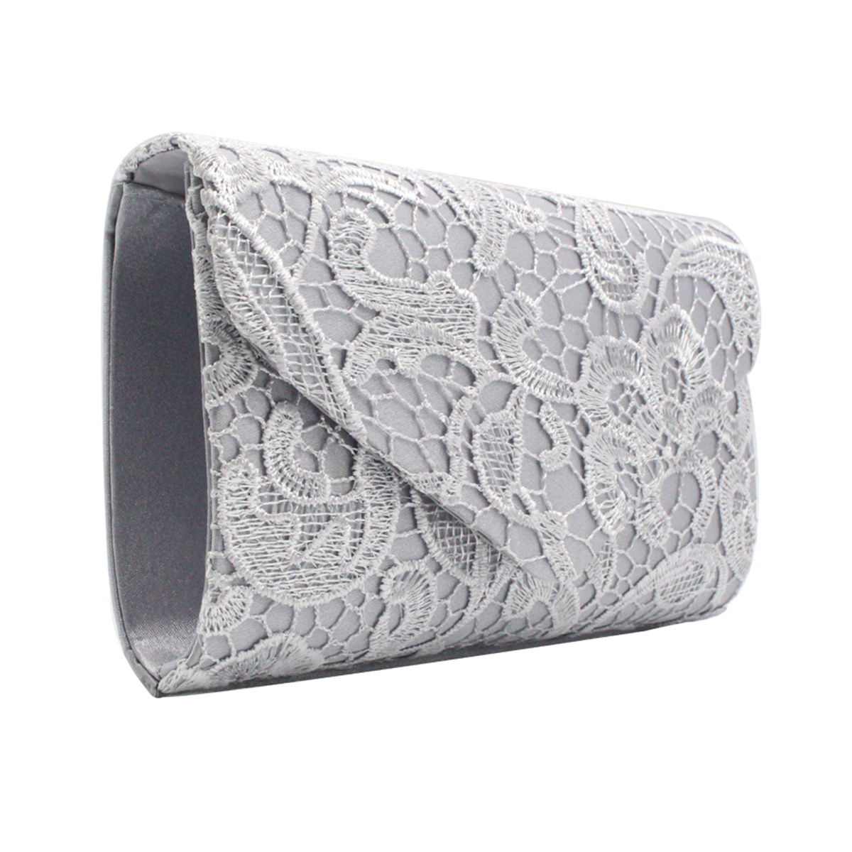 Sac de Soirée Mariage Cérémonie à Main en Dentelle Florale Argenté pour ...