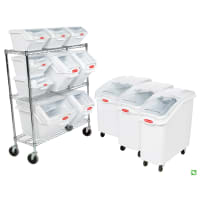 Rubbermaid FG360288WHT ProSave 26.2 Gallon / 415 Cup White Slant Top Mobile  Ingredient Storage Bin with Sliding