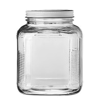 Anchor Clear Glass Cracker Jar with Brushed Aluminum Lid, 1 gal