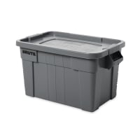 Rubbermaid Commercial Products Brute Tote Storage Container With Lid, 20-  Gallon, Gray (FG9S3100GRAY)