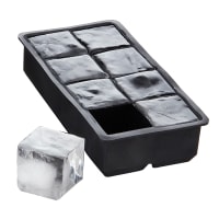 American Metalcraft SMSC4 Black Silicone 4 Compartment Large Cube Ice Mold  w/ Lid - 4-1/2 x 4-1/2