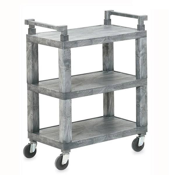 Open Sided Utility Cart, Three-Shelf, Black | Rubbermaid