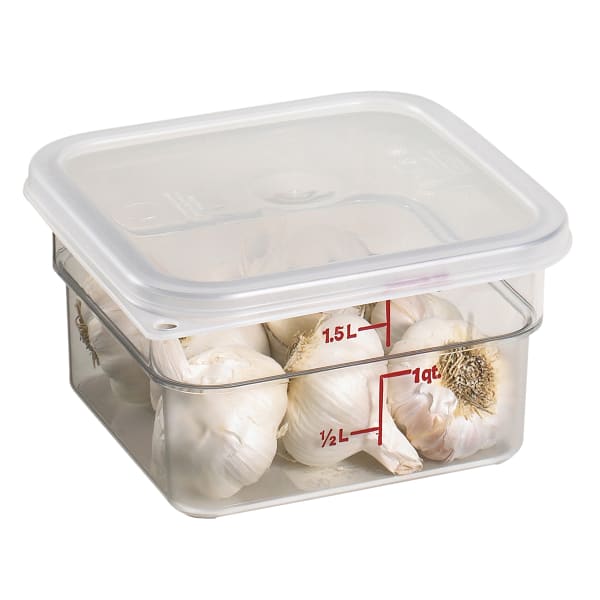 Food Storage Container, 6 Qt, Plastic, White, Square, Cambro 6SFSP148