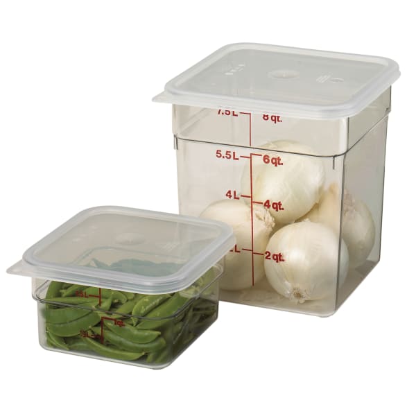 Cambro CamSquares® 6 Qt. Translucent Square Polypropylene Food Storage  Container and Red Lid - 2/Pack