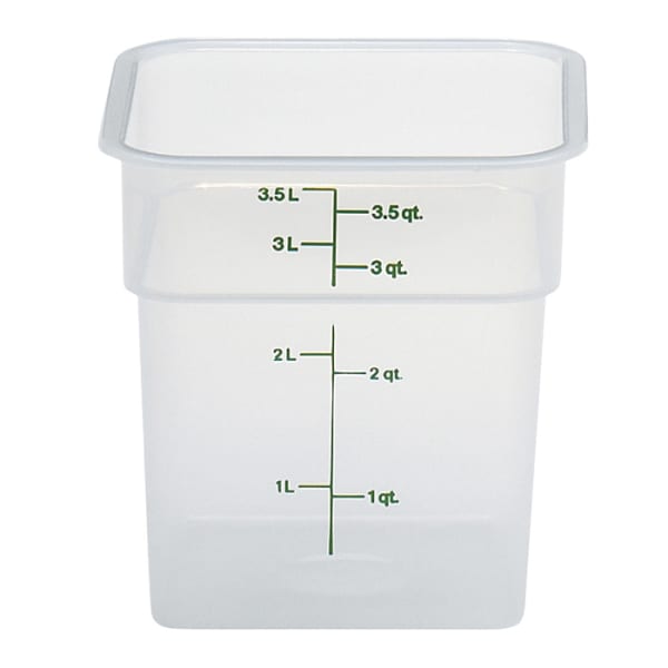 Cambro CamSquares® 4 Qt. Translucent Square Polypropylene Food Storage  Container and Green Lid - 3/Pack