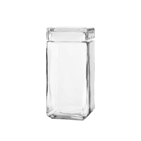 2 Quart Anchor Square Jar with Glass Lid | 4 Pack