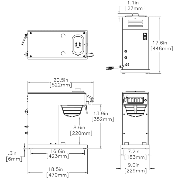 BUNN® 12950.036 Automatic Coffee Brewer with Hot Water Faucet