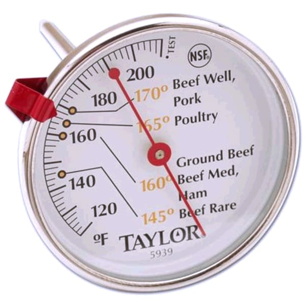 Taylor 3504 Meat Thermometer, 2 Dial, 4-1/2 Stainless Stem, 120