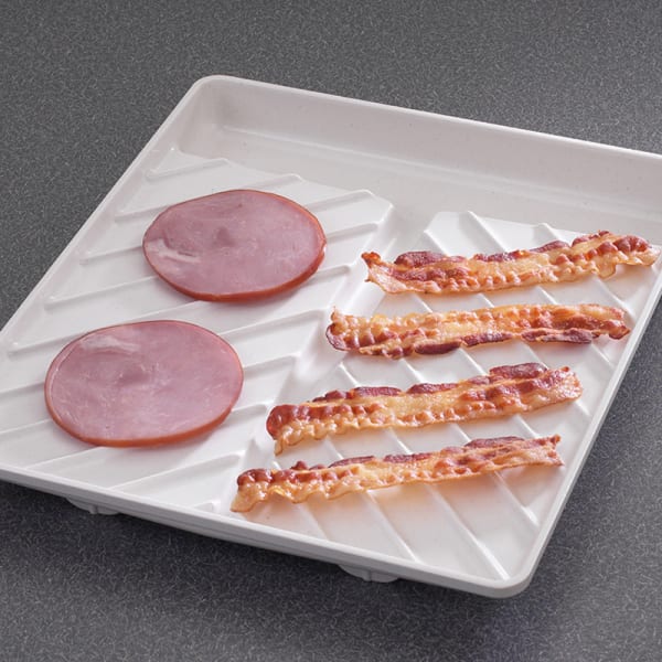 Nordic Ware Microwave-Safe Large Slanted Bacon Tray, White 60151W