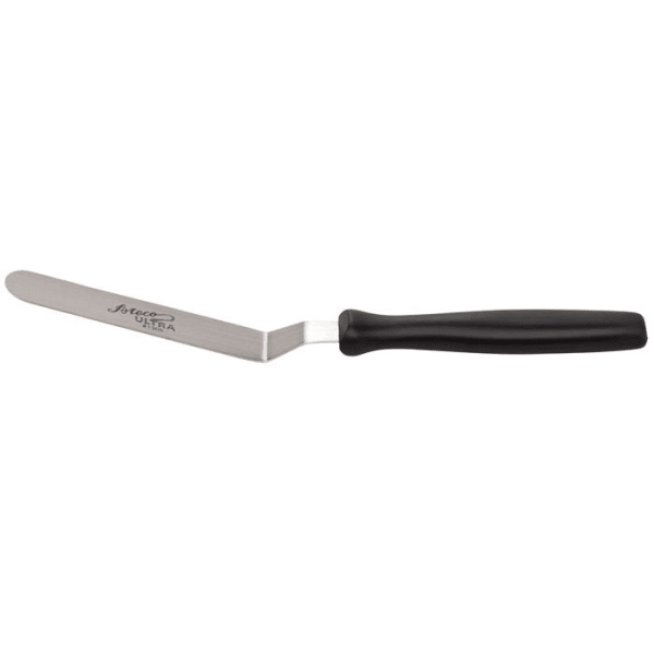 Ateco Stainless Steel Offset Spatula with Black Polypropylene Handle - 9  3/4L Blade