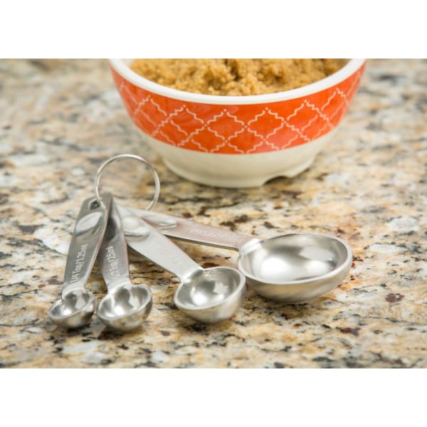 Measuring Spoon, 4 piece, 1/4, 1/2, 1 Tsp., 1 Tbsp., heavyweight dishwasher  safe, stainless