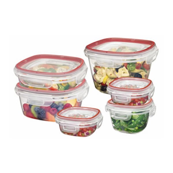 Rubbermaid 1778070 9 Cup Lock It Clear Container with Red Lid