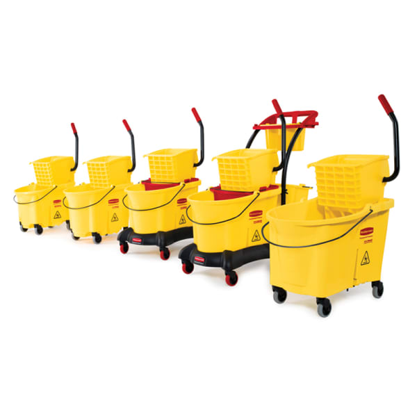 Rubbermaid Commercial WaveBrake 35Qt Mopping Trolley w Side-Press Wringer  SKU#RCP778000YEL