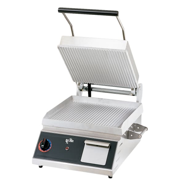 Star CG14B 120V Pro Max Panini Grill with Aluminum Grooved Plates Wasserstrom