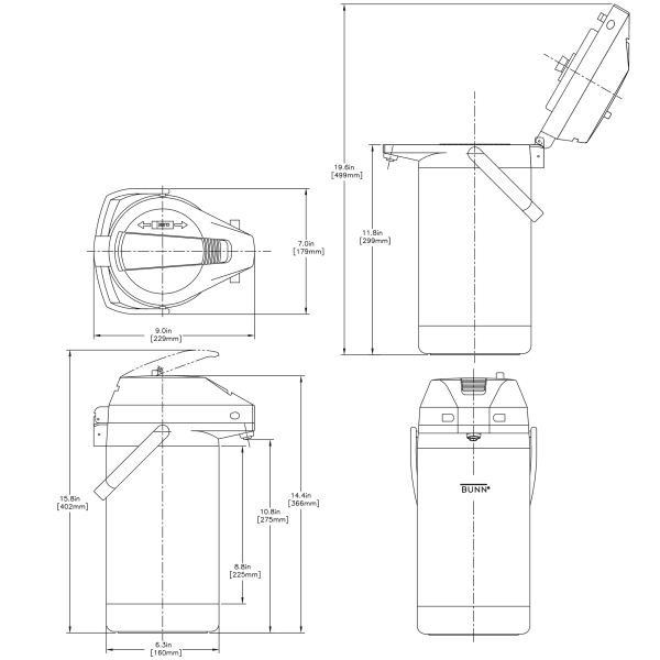 Bunn 3 Liter Lever Action Airpot Coffee Pot 32130.0000 - Best