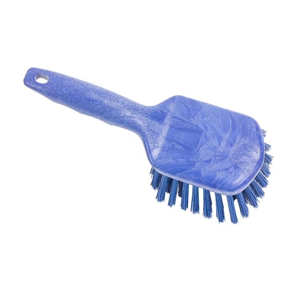 Carlisle White Plastic Scrub Brush With Blue Bristles - 8L