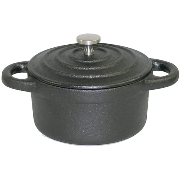 Paderno® A1742B Black 0.27 Qt. Mini Cast Iron Dutch Oven with Lid