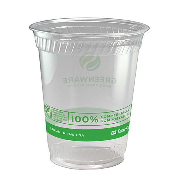 Biodegradable PLA Plastic Cups with Dome/Flat Lids, Clear/Iced