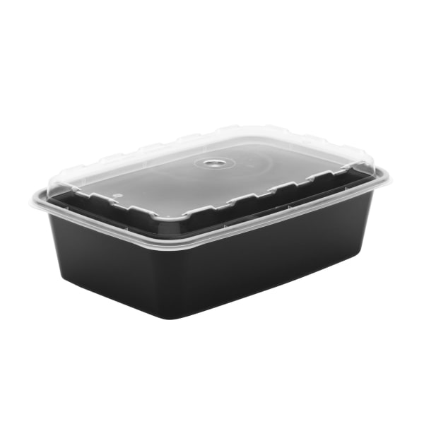 CuBE Plastics DR-508-BB 8 oz. Black Plastic Rectangular Reusable