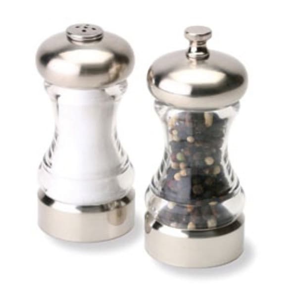 Set of 2 Salt and Pepper Grinder with stainless steel top and