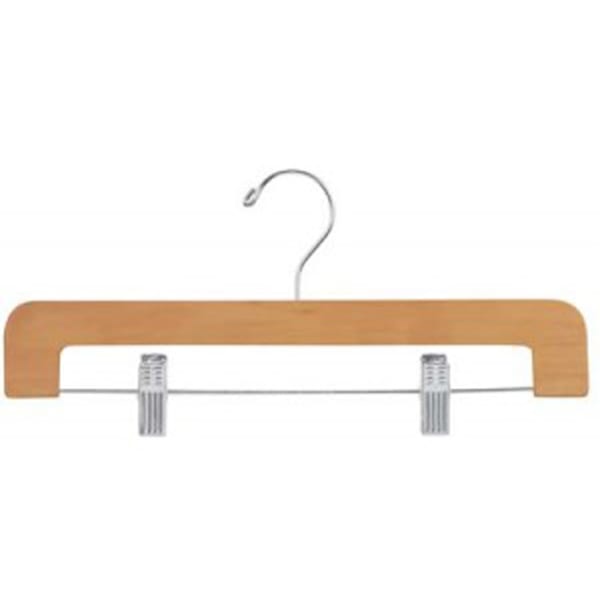 Quality Wooden Clothes Hangers with Flat Chrome Hook in Natural