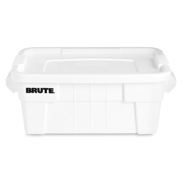 Rubbermaid FG9S3000WHT BRUTE White Rectangular 14 Gallon Tote w/ Lid