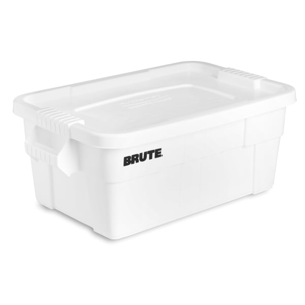 Rubbermaid FG9S3000WHT BRUTE White Rectangular 14 Gallon Tote w/ Lid