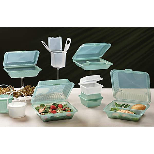 G.E.T. EC-12-1-JA Eco-Takeouts Jade 3-Compartment Container - Dozen