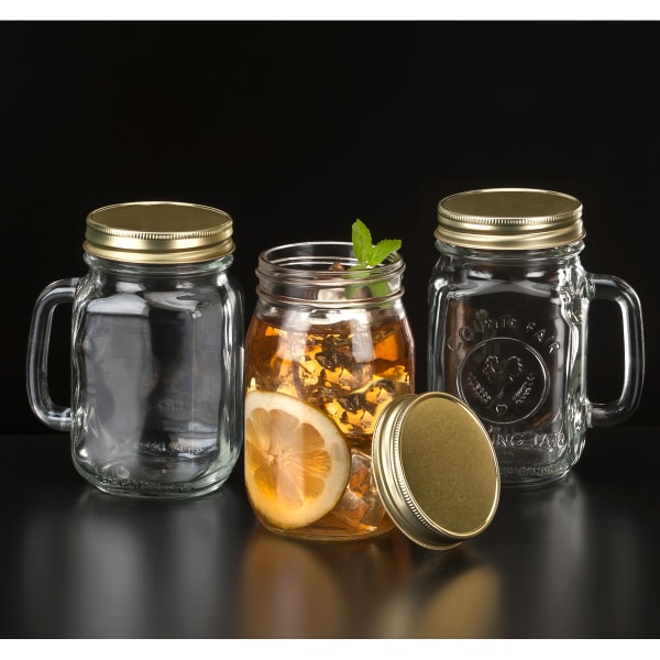  Libbey County Fair Glass Drinking Jars, 16.5-ounce