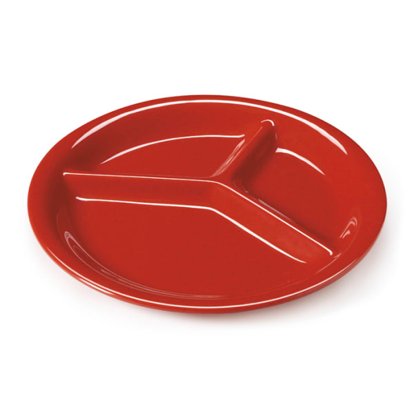 G.E.T. Cp 10 rsp Red Sensation Melamine 3 Compartment Plate 12 CS