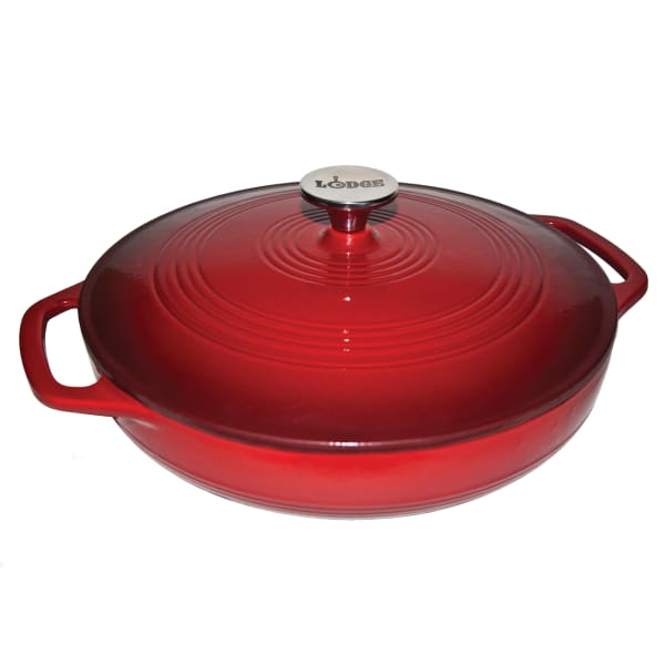 Lodge® EC3CC43 Red 3 Quart Cast Iron Dutch Oven with Lid