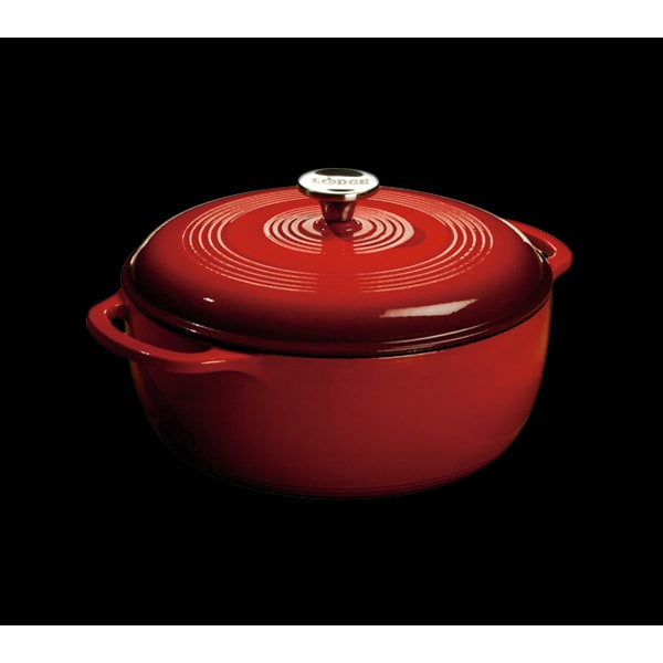 Lodge Cast Iron 7.5 Qt Red Dutch Oven in Red