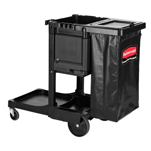 Rubbermaid 1861427 Executive High Security Janitor Cart with Locking Hood  and Cabinets