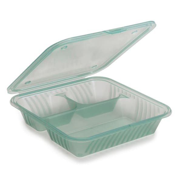 G.E.T. EC-16-JA Eco-Takeouts 3-Compartment Carryout Container - Dozen, Green