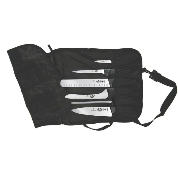 Victorinox 7-Piece Fibrox Handle Cutlery Set with Black Canvas Knife Roll