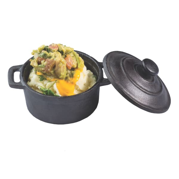 Tablecraft Cast Iron Round Mini Casserole with Lid Cookware, 8-Ounce,  Black, 8 oz