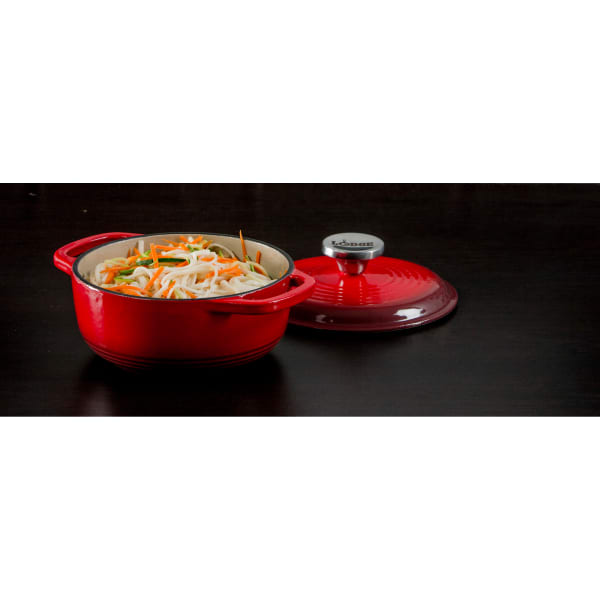 Lodge Cast Iron 4.5 Quart Enameled Dutch Oven, Red 