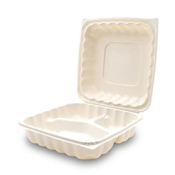 993 White Microwavable Plastic, 3 compartment